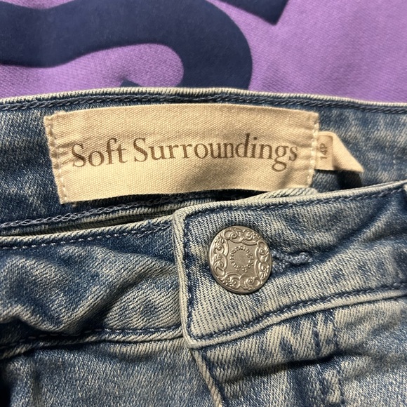 Soft Surroundings Ultimate Denim Straight Leg Jeans Women’s Size 14P Light Wash - Picture 4 of 7